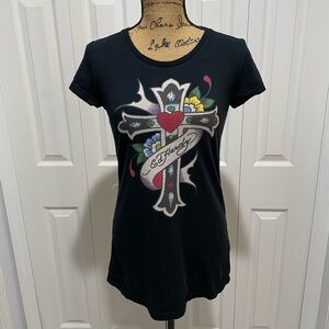 Ed Hardy Black Fitted Graphic T-Shirt